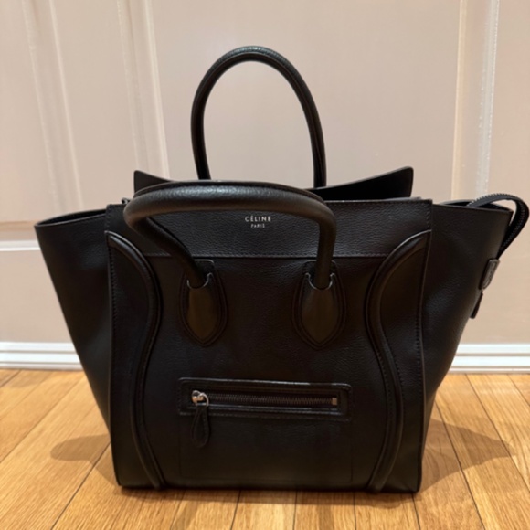 CELINE MINI LUGGAGE BAG - Drummed Calfskin Leather - Black - Picture 2 of 16